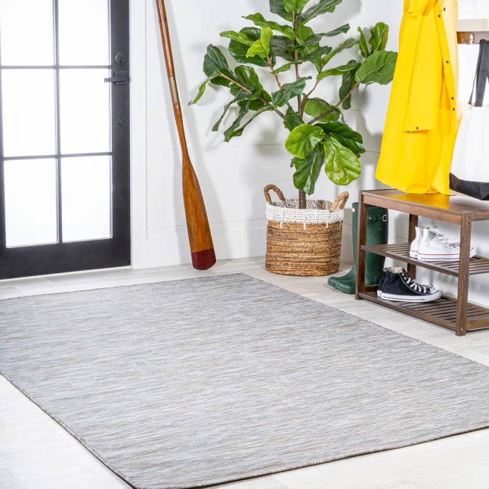 Ethan Modern Flatweave Solid Gray 8 ft. x 10 ft. Indoor/Outdoor Area Rug