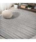 Ethan Modern Flatweave Solid Gray 6' Round Indoor/Outdoor Area Rug