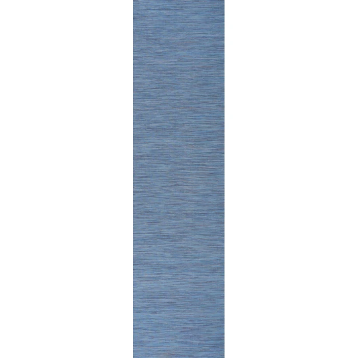 Ethan Modern Flatweave Solid Blue 2 ft. x 8 ft. Indoor/Outdoor Runner Rug