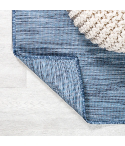 Ethan Modern Flatweave Solid Blue 6' Round Indoor/Outdoor Area Rug