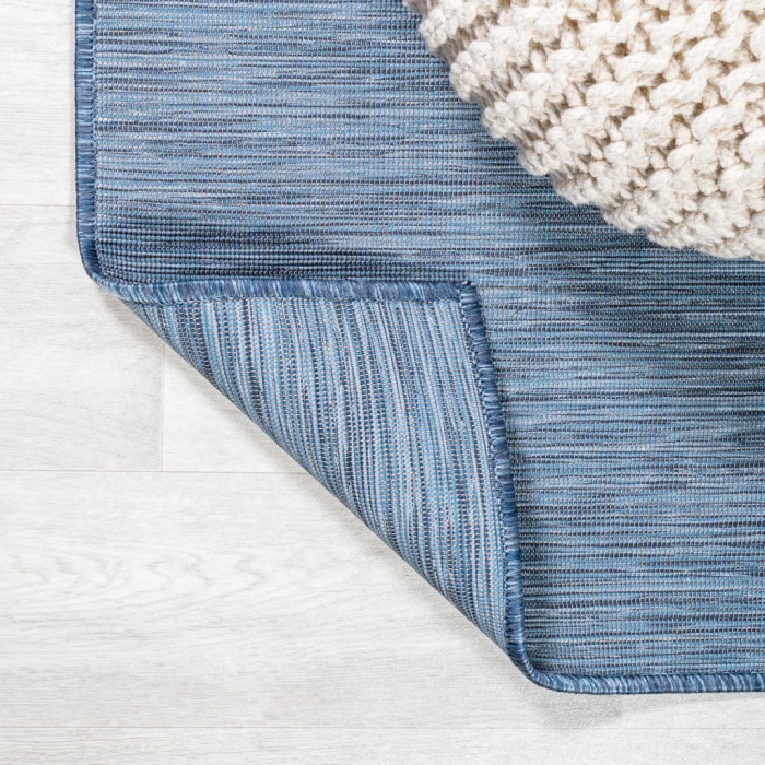 Ethan Modern Flatweave Solid Blue 6' Round Indoor/Outdoor Area Rug