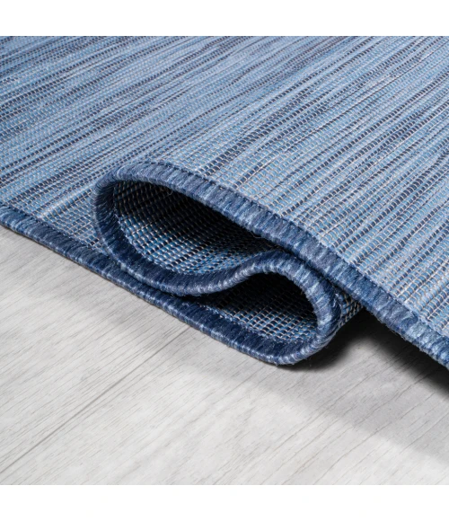 Ethan Modern Flatweave Solid Blue 6' Round Indoor/Outdoor Area Rug