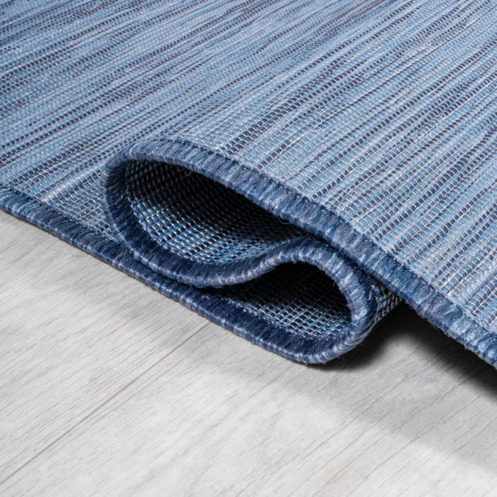 Ethan Modern Flatweave Solid Blue 6' Round Indoor/Outdoor Area Rug