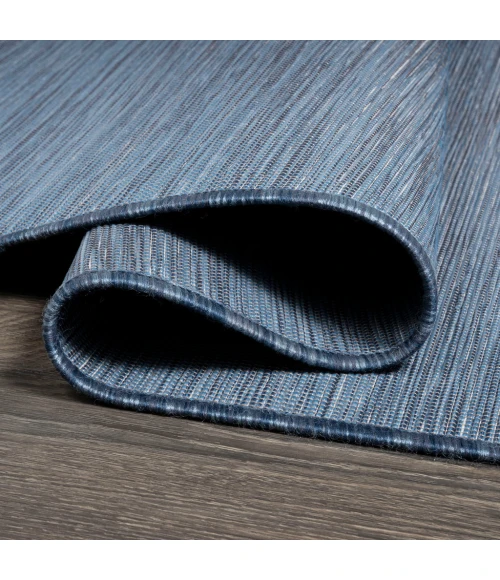 Ethan Modern Flatweave Solid Blue 6' Round Indoor/Outdoor Area Rug