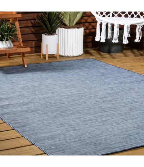 Ethan Modern Flatweave Solid Blue 4 ft. x 6 ft. Indoor/Outdoor Area Rug