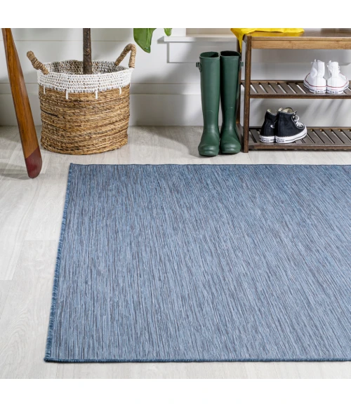 Ethan Modern Flatweave Solid Blue 4 ft. x 6 ft. Indoor/Outdoor Area Rug