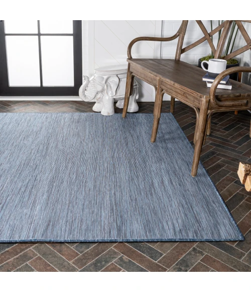 Ethan Modern Flatweave Solid Blue 4 ft. x 6 ft. Indoor/Outdoor Area Rug