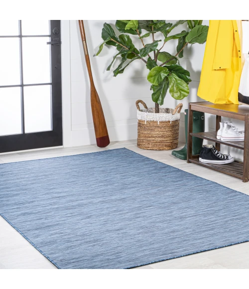 Ethan Modern Flatweave Solid Blue 4 ft. x 6 ft. Indoor/Outdoor Area Rug