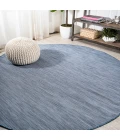 Ethan Modern Flatweave Solid Blue 6' Round Indoor/Outdoor Area Rug