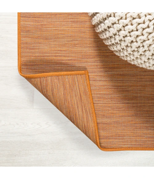 Ethan Modern Flatweave Solid Orange 6' Square Indoor/Outdoor Area Rug