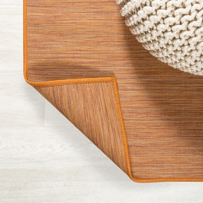 Ethan Modern Flatweave Solid Orange 2 ft. x 8 ft. Indoor/Outdoor Runner Rug