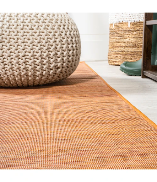 Ethan Modern Flatweave Solid Orange 6' Square Indoor/Outdoor Area Rug