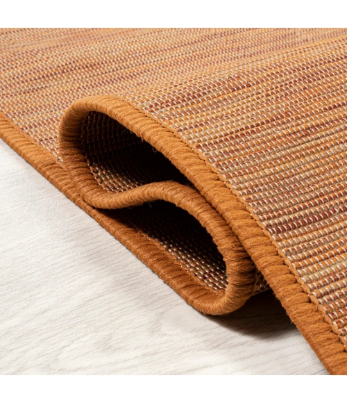 Ethan Modern Flatweave Solid Orange 6' Square Indoor/Outdoor Area Rug