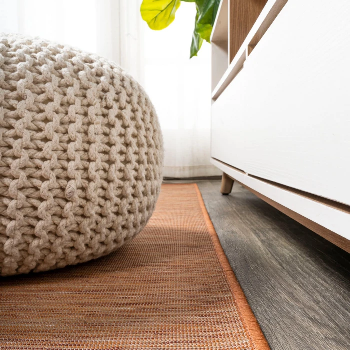 Ethan Modern Flatweave Solid Orange 2 ft. x 8 ft. Indoor/Outdoor Runner Rug