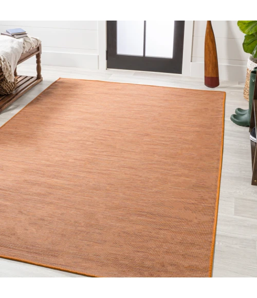 Ethan Modern Flatweave Solid Orange 8 ft. x 10 ft. Indoor/Outdoor Area Rug