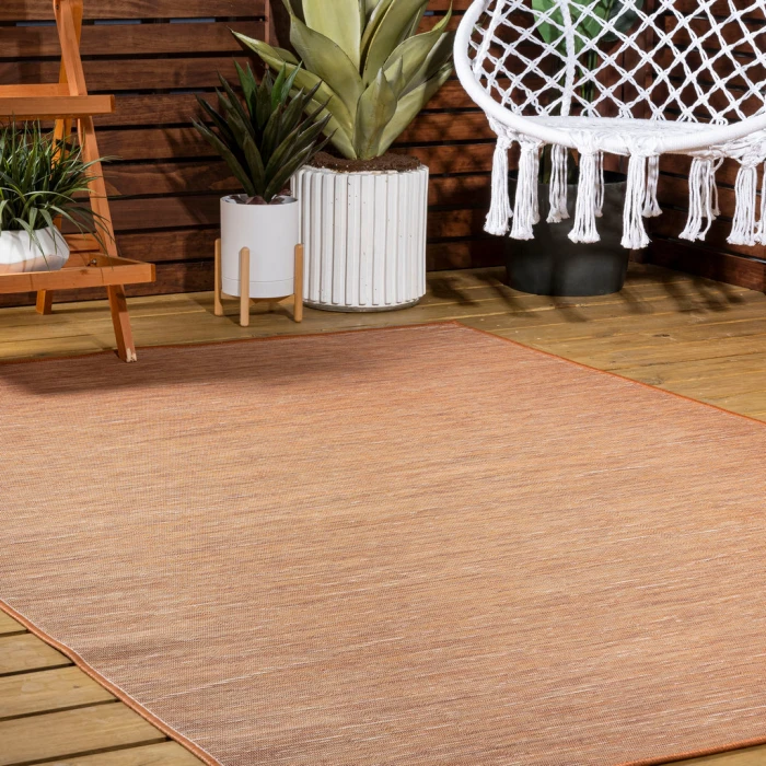Ethan Modern Flatweave Solid Orange 4 ft. x 6 ft. Indoor/Outdoor Area Rug