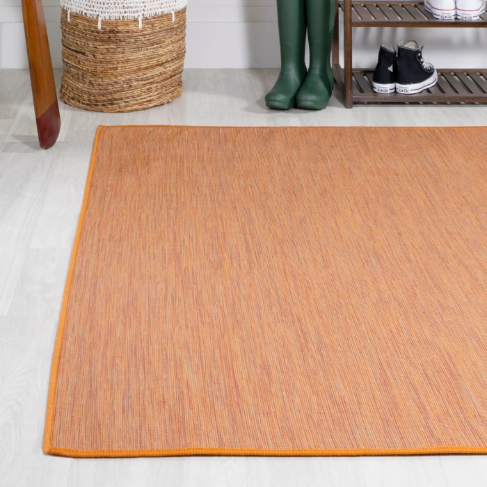 Ethan Modern Flatweave Solid Orange 4 ft. x 6 ft. Indoor/Outdoor Area Rug