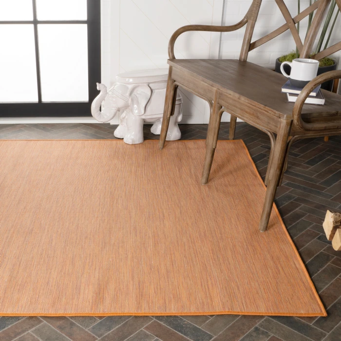 Ethan Modern Flatweave Solid Orange 4 ft. x 6 ft. Indoor/Outdoor Area Rug