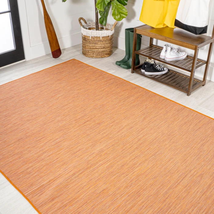 Ethan Modern Flatweave Solid Orange 4 ft. x 6 ft. Indoor/Outdoor Area Rug