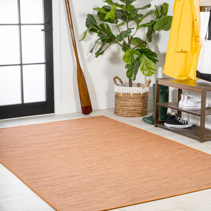 Ethan Modern Flatweave Solid Orange 4 ft. x 6 ft. Indoor/Outdoor Area Rug