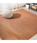 Ethan Modern Flatweave Solid Orange 6' Square Indoor/Outdoor Area Rug