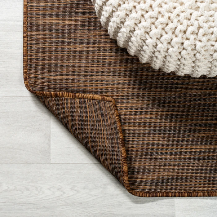 Ethan Modern Flatweave Solid Brown 2 ft. x 8 ft. Indoor/Outdoor Runner Rug