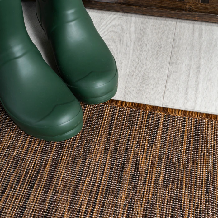 Ethan Modern Flatweave Solid Brown 2 ft. x 8 ft. Indoor/Outdoor Runner Rug