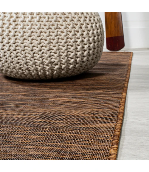 Ethan Modern Flatweave Solid Brown 6' Round Indoor/Outdoor Area Rug