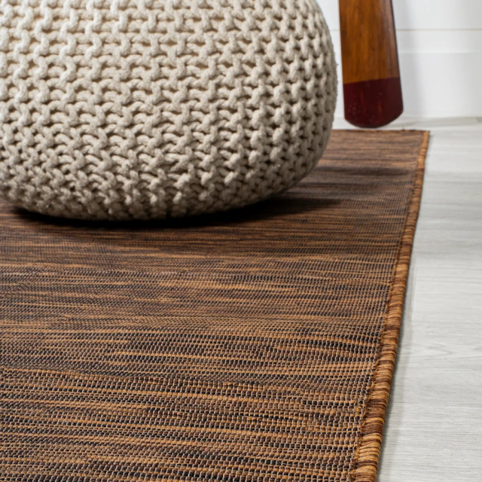 Ethan Modern Flatweave Solid Brown 2 ft. x 8 ft. Indoor/Outdoor Runner Rug