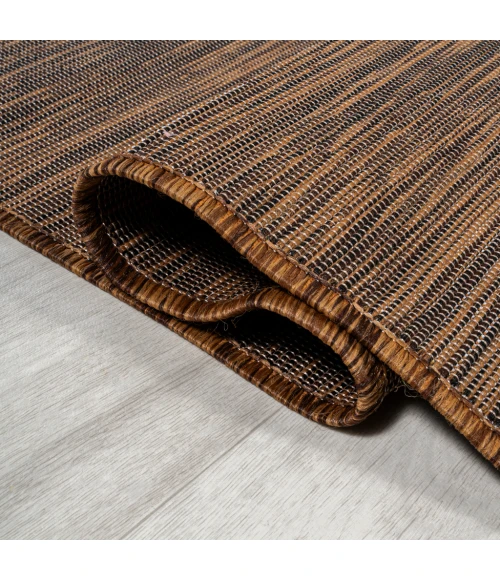 Ethan Modern Flatweave Solid Brown 6' Round Indoor/Outdoor Area Rug