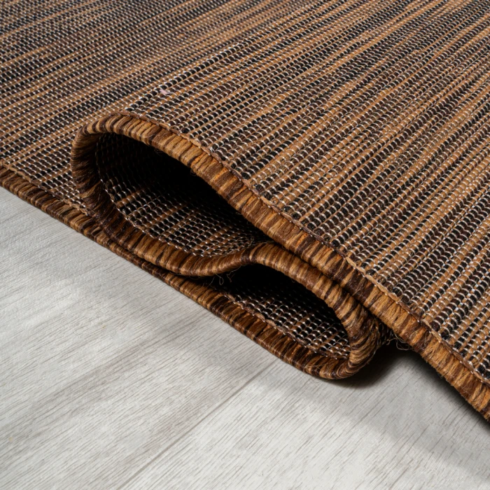 Ethan Modern Flatweave Solid Brown 2 ft. x 8 ft. Indoor/Outdoor Runner Rug