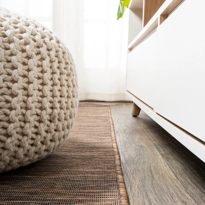 Ethan Modern Flatweave Solid Brown 2 ft. x 8 ft. Indoor/Outdoor Runner Rug