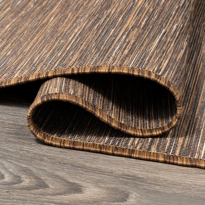 Ethan Modern Flatweave Solid Brown 2 ft. x 8 ft. Indoor/Outdoor Runner Rug