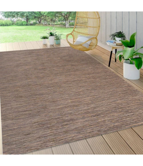 Ethan Modern Flatweave Solid Brown 9 ft. x 12 ft. Indoor/Outdoor Area Rug