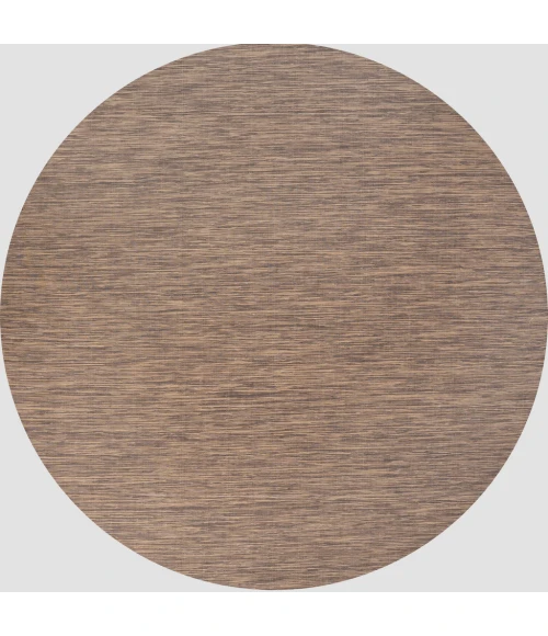 Ethan Modern Flatweave Solid Brown 6' Round Indoor/Outdoor Area Rug