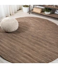 Ethan Modern Flatweave Solid Brown 6' Round Indoor/Outdoor Area Rug