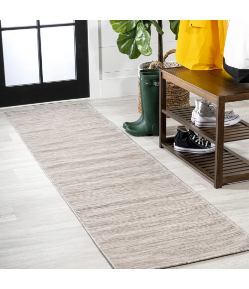 Ethan Modern Flatweave Solid Light Gray 2 ft. x 8 ft. Indoor/Outdoor Runner Rug