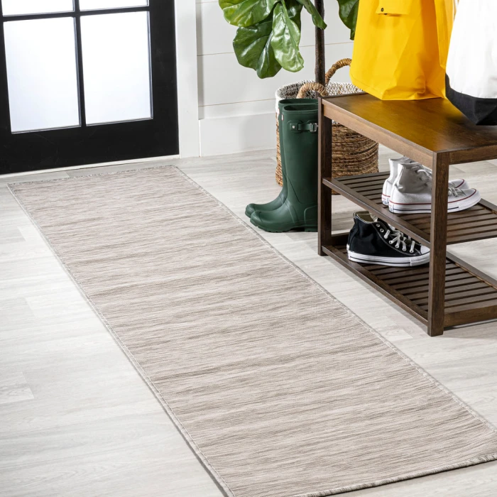 Ethan Modern Flatweave Solid Light Gray 2 ft. x 8 ft. Indoor/Outdoor Runner Rug