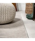 Ethan Modern Flatweave Solid Light Gray 6' Square Indoor/Outdoor Area Rug