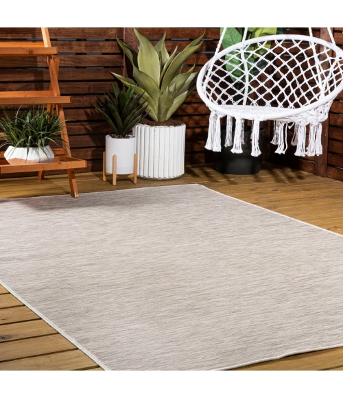 Ethan Modern Flatweave Solid Light Gray 3 ft. x 5 ft. Indoor/Outdoor Area Rug