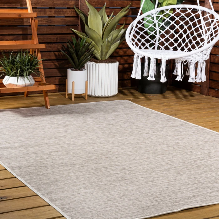 Ethan Modern Flatweave Solid Light Gray 3 ft. x 5 ft. Indoor/Outdoor Area Rug