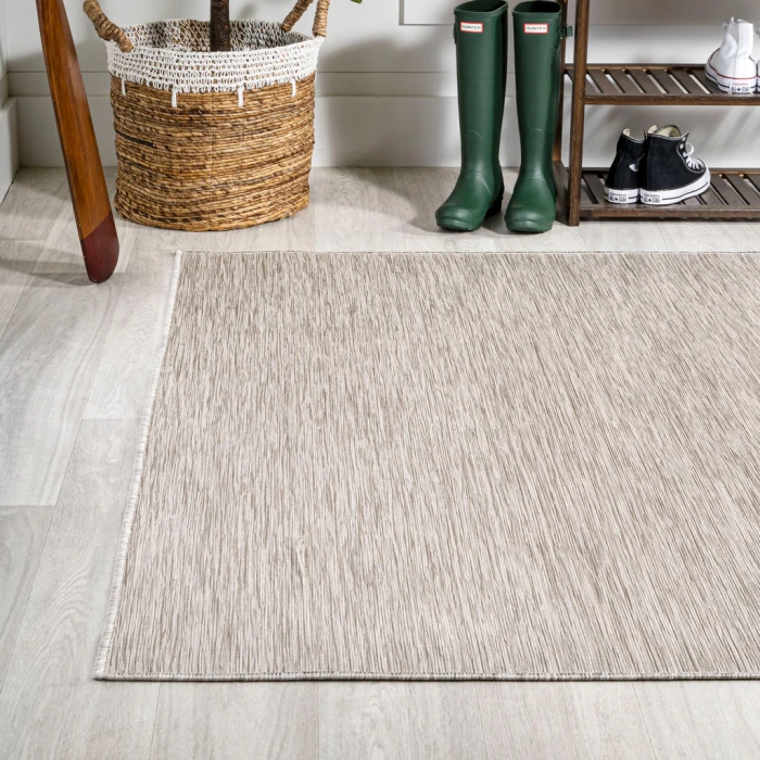 Ethan Modern Flatweave Solid Light Gray 3 ft. x 5 ft. Indoor/Outdoor Area Rug