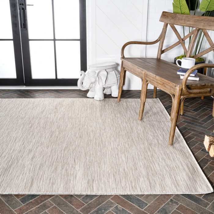 Ethan Modern Flatweave Solid Light Gray 3 ft. x 5 ft. Indoor/Outdoor Area Rug