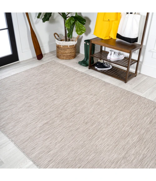 Ethan Modern Flatweave Solid Light Gray 3 ft. x 5 ft. Indoor/Outdoor Area Rug