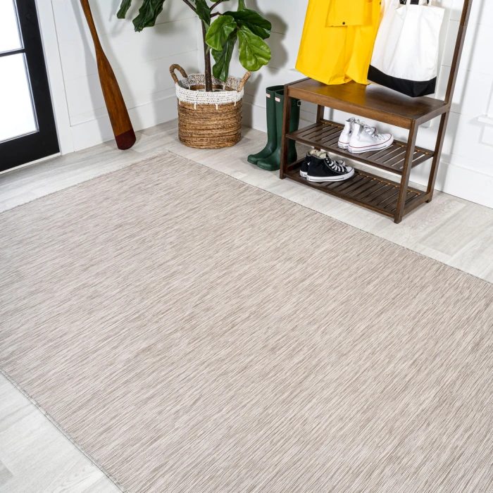 Ethan Modern Flatweave Solid Light Gray 3 ft. x 5 ft. Indoor/Outdoor Area Rug