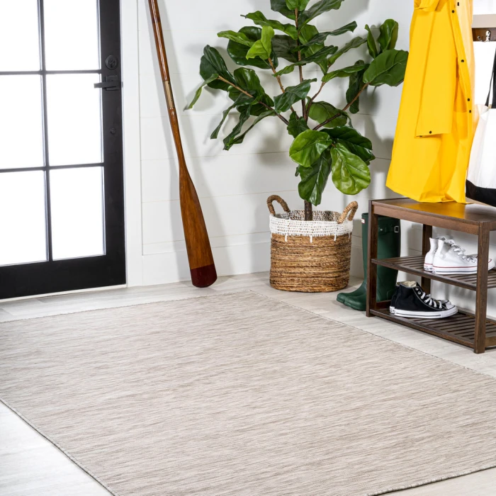 Ethan Modern Flatweave Solid Light Gray 3 ft. x 5 ft. Indoor/Outdoor Area Rug