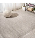 Ethan Modern Flatweave Solid Light Gray 6' Square Indoor/Outdoor Area Rug