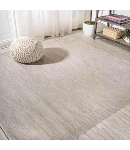 Ethan Modern Flatweave Solid Light Gray 6' Square Indoor/Outdoor Area Rug