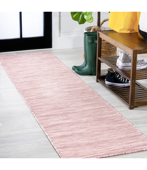 Ethan Modern Flatweave Solid Pink 2 ft. x 8 ft. Indoor/Outdoor Runner Rug