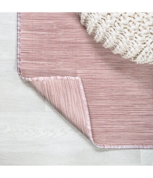 Ethan Modern Flatweave Solid Pink 2 ft. x 8 ft. Indoor/Outdoor Runner Rug